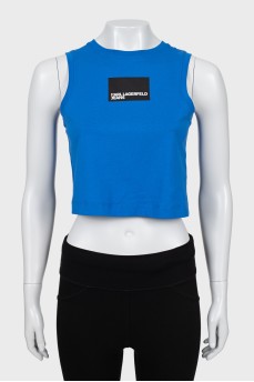 Blue sports top with tag