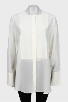White transparent shirt with slits on the sides