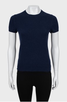Navy blue knitted T-shirt