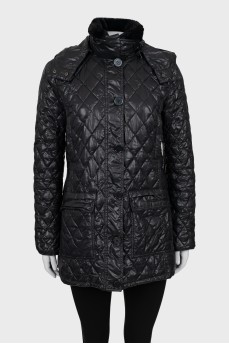 Quilted black jacket with hood