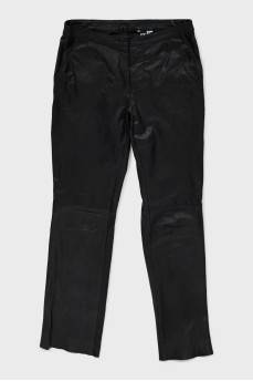 Leather trousers with perforations