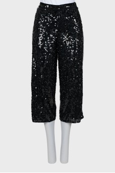 Straight trousers embroidered with sequins
