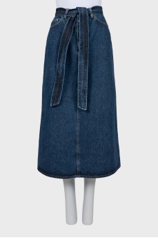 Denim skirt with back slit