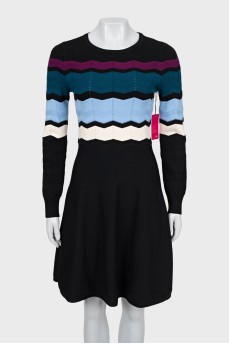 Mixed color knitted dress with tag