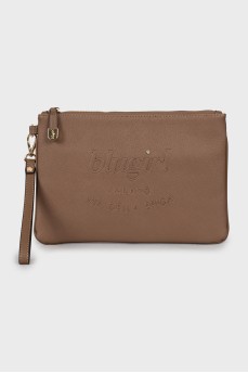 Eco-leather clutch with gold-tone fittings