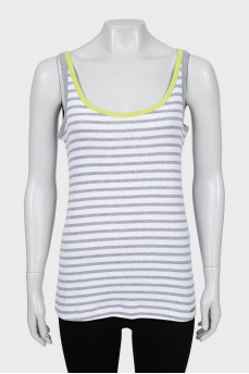 Fitted tank with stripe print