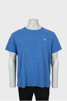 Men's blue T-shirt with embroidered logo