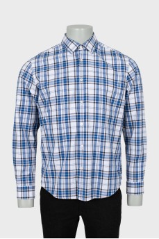 Men's straight shirt in mixed check