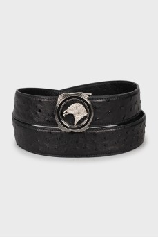 Men's leather belt with silver buckle