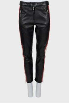 Mixed color leather trousers