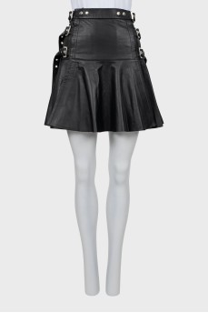 Leather skirt with belts