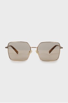 Rectangular sunglasses with gold frame