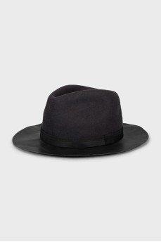 Wool and leather hat
