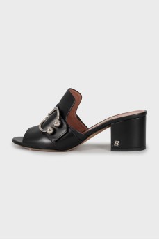 Leather block heel sandals
