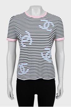 Striped T-shirt with brand logo
