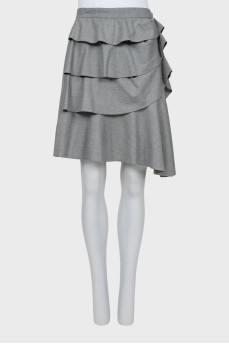 Wool mini skirt with ruffles