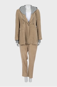 Corduroy brown suit with trousers