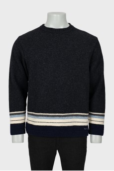 Men's wool sweater with stripes