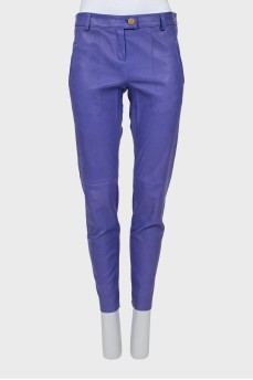 Purple leather trousers