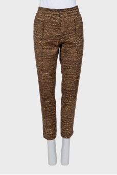Tapered trousers in printed wool