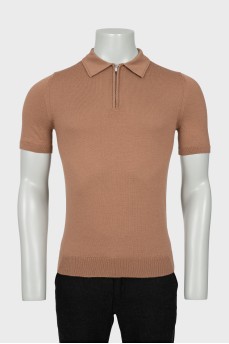 Men's wool T-shirt with zipper