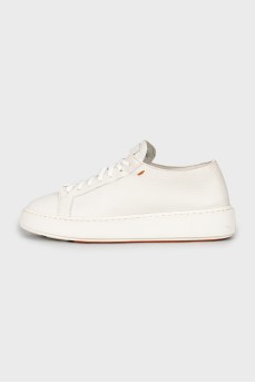 White sneakers with embossed leather