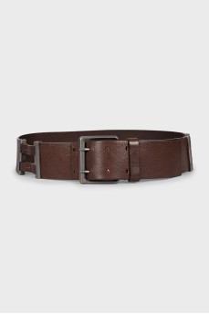 Wide brown leather belt