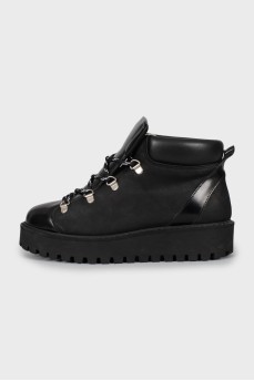 Insulated leather lace-up boots