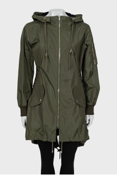 Dark green A-line raincoat