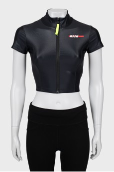 Black sports top with zipper