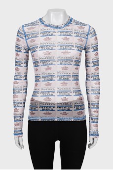 Mesh long sleeve in a signature print