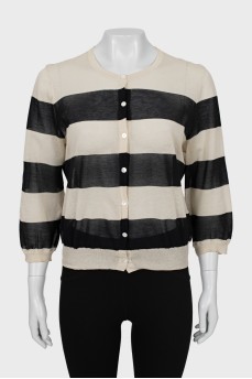 Semi-sheer striped cardigan