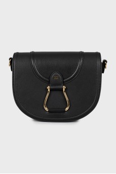 Leather crossbody bag with tag
