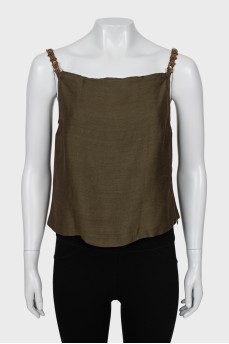 Green tank top with decorative straps