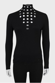 Cashmere and silk sweater with perforations