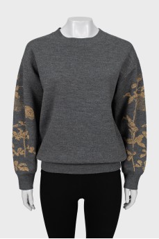 Sweater with printed sleeves