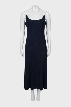Knitted dress with pearl straps