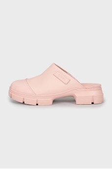 Pink rubber clogs
