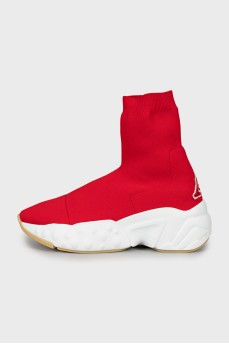 Red sneakers with chunky soles