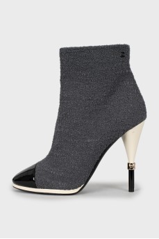 Textile ankle boots with leather toe