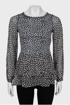 Printed blouse with long sleeves