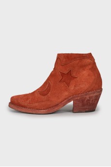 Red suede ankle boots