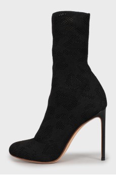 Perforated textile ankle boots