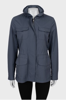 Blue jacket with patch pockets