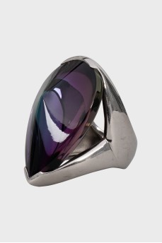 Silver ring with crystal