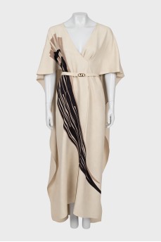 Silk maxi dress with belt