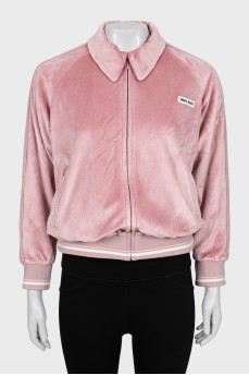 Velor sports jacket with collar