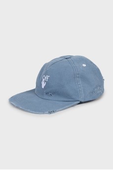 Denim cap with tag
