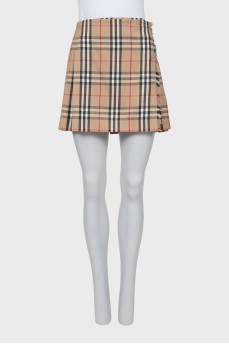 Woolen mini skirt in signature print