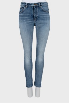 Blue skinny fit jeans with patches